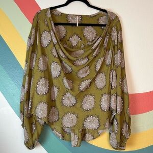 Free People Cowling Around Top in Goldenrod Combo Size Small Boho Blouse